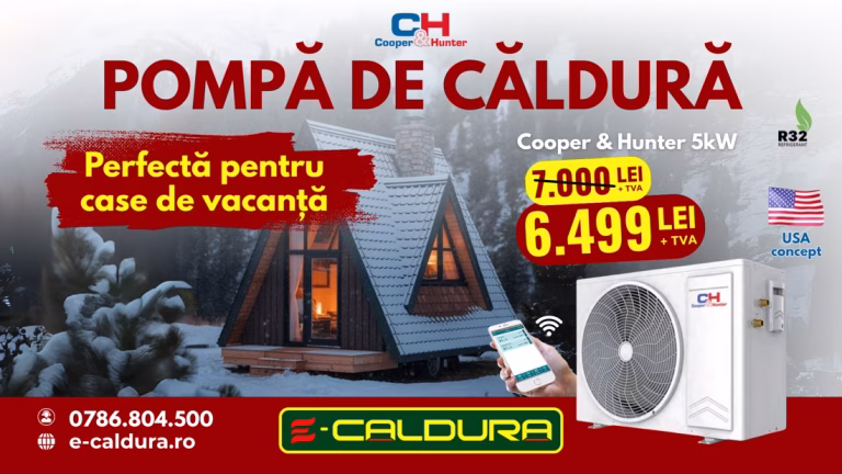 pompa de caldura cooper & Hunter 5 kW e-caldura instalatii racire incalzire prin pardoseala
