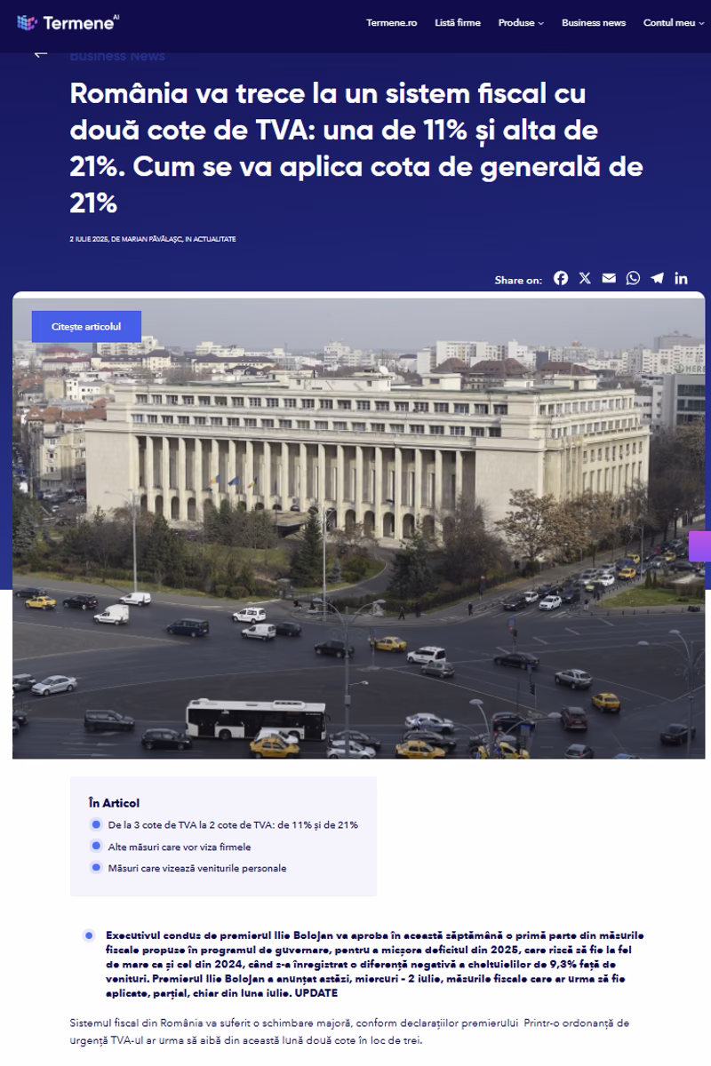 tva 21 romania 1 august 2025 anunt oficial pompa de caldura