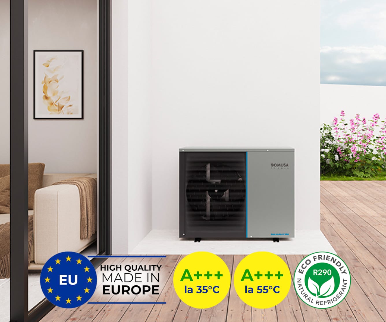 Pompa de caldura aer-apa Domusa Dual Clima HT Pro 12kW (A+++, R290) - imagine 3
